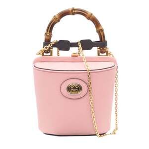 GUCCI Authentic Pink Leather Bamboo Bag